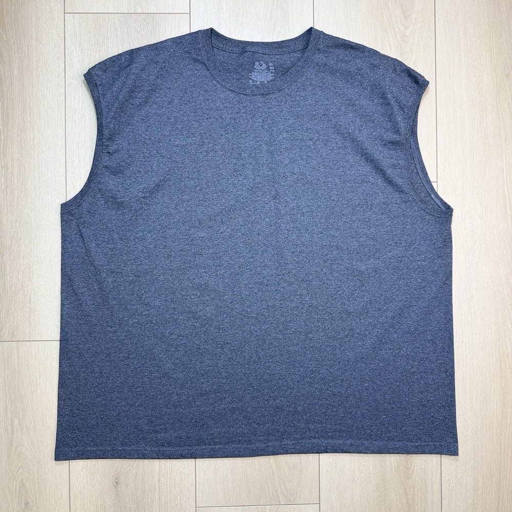 VTG Y2K Fruit of the Loom Mens 3XL Gray Sleeveless T Shirt 50/50 Gym Muscle Tee